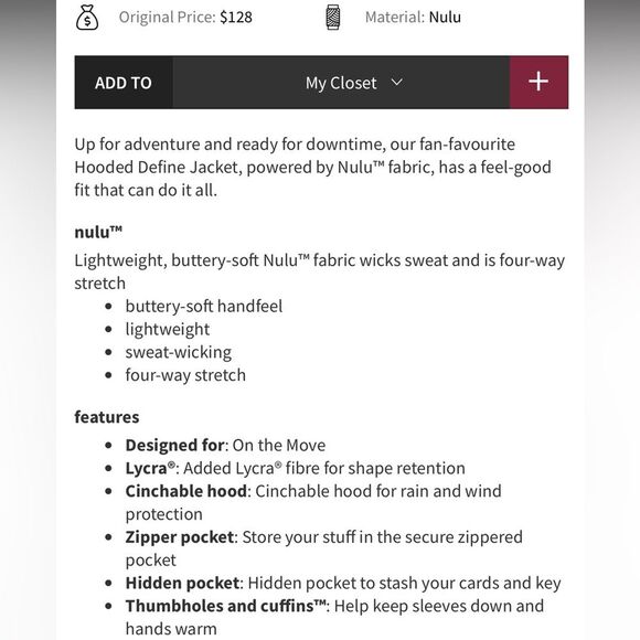 Lululemon Women’s‎ 6 Hoodie Define Jacket Heathered Black White Full Zip Sporty - Picture 14 of 16